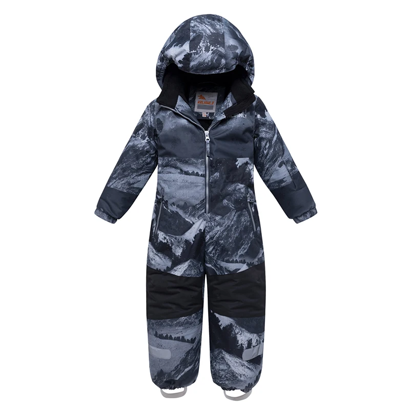 VALIANLY Kids Boys Snowsuit Winter Kids Ski Sets One-piece Hooded Waterproof Windproof Children Jumpsuit Outwear Snowboard