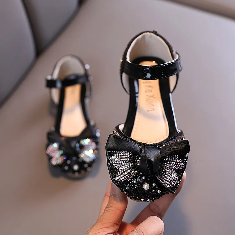 Banstore Toddler Girls Pearl Crystal Single Princess Roman Shoes Infan Sandals 