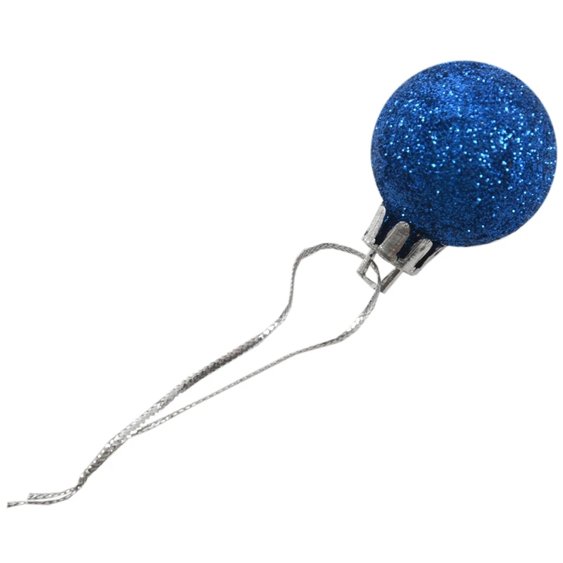 48Pcs Chic Christmas Baubles Tree Plain Glitter XMAS Ornament Ball Decoration- 24Pcs Blue& 24PcsSilver
