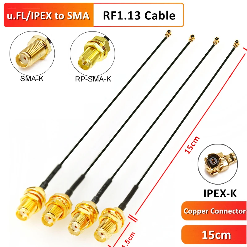 Wholesale SMA Female To UFL U.FL IPX IPEX Coaxial Cable 15cm RP-SMA Adapter Assembly RG178