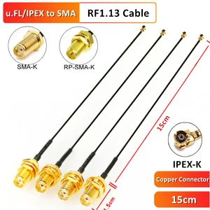 Cable Coaxial SMA hembra a uFL u.FL IPX IPEX, montaje de adaptador de RP-SMA de 15cm, RG178 Pigtail RF, 1,13mm, venta al por mayor