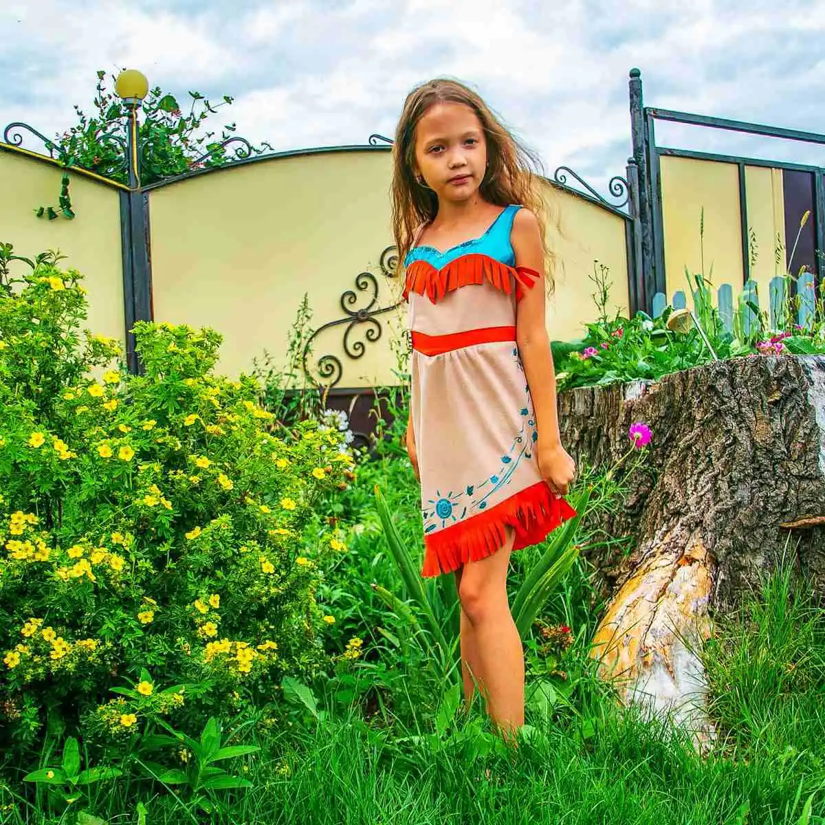 Платье хаки и индийской принцессы для девочек костюмы косплея на Хэллоуин костюм