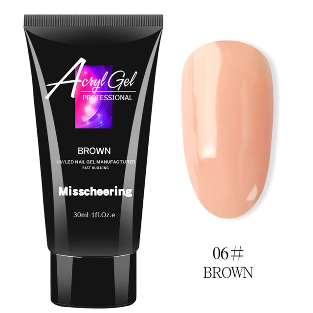 30ml Nail Builder 9 Color Poly Nail Gel Nail Acrylic Gel Crystal UV LED Builder Tips Enhancement Slip Solution Quick Extension G Brown