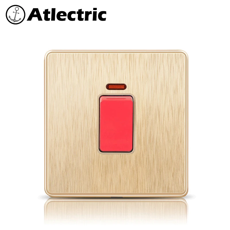 

Atlectric 20A High Power Electric Water Heater Switch Neon Air Conditioning Wall Light Push Button Switch Aluminum Alloy Panel