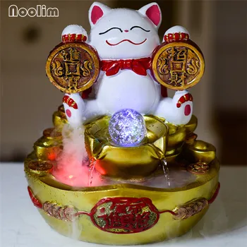 

Resin Lucky Cute Cat Water Fountain Ornaments Home Decoration Wedding Opening Gift Living Room Feng Shui Waterscape Crafts