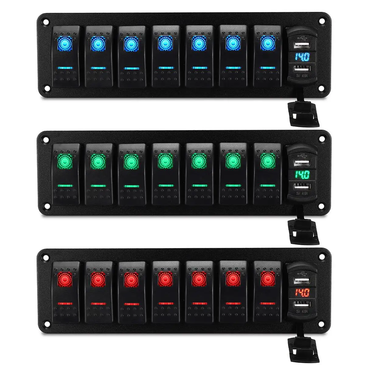 Led Ip67 Waterproof Marine Boat Rocker Switch Panel 8 Gang Rocker Switch Panel Kit 12v/24v