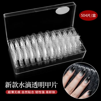 

504pcs/bag False Nails Clear Perforate Full Cover False Nails Water Drop Acrylic Nail for Nail Art Design H056