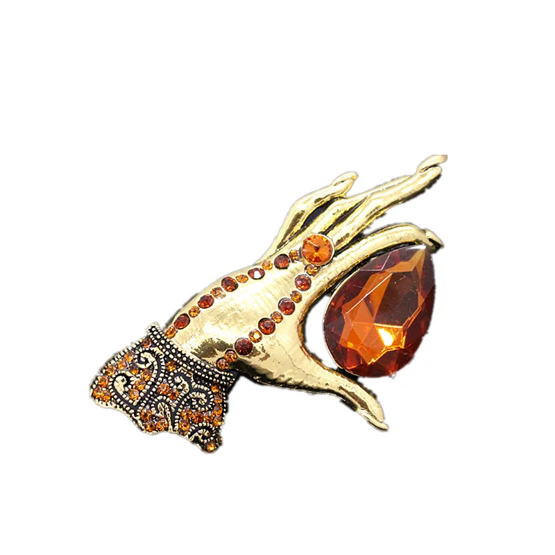 Ajojewel popular Golden palm brooch European and American street shoot Party Accessory