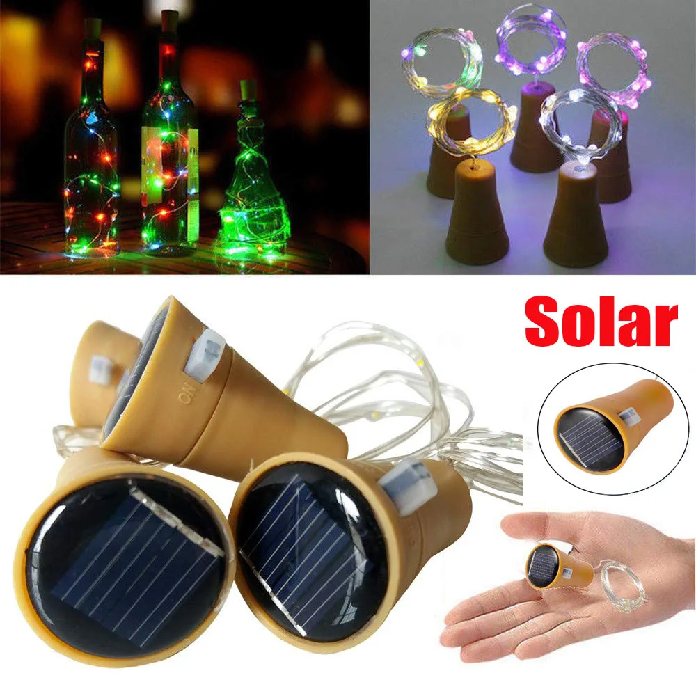 1M 1.5M 2M Solar Powered Fairy Lights LED Wine Bottle Light Sliver Wire Christmas String For Outdoor Holiday Decoration | Лампы и
