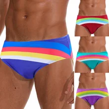 Мужская треугольная одежда для плавания с низкой посадкой, сексуальные мужские трусы для плавания, полосатые шорты для плавания, мужские шорты для серфинга, плавательные шорты для пляжа