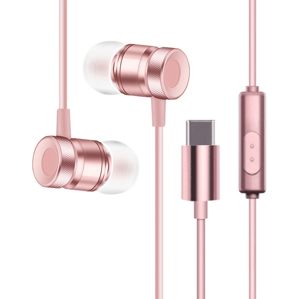 Наушники-вкладыши usb type-C с микрофоном, металлические Проводные Heeadphones для Letv LeEco Le 2 Pro Max 2, наушники для huawei для Iphone - Цвет: 03 pink