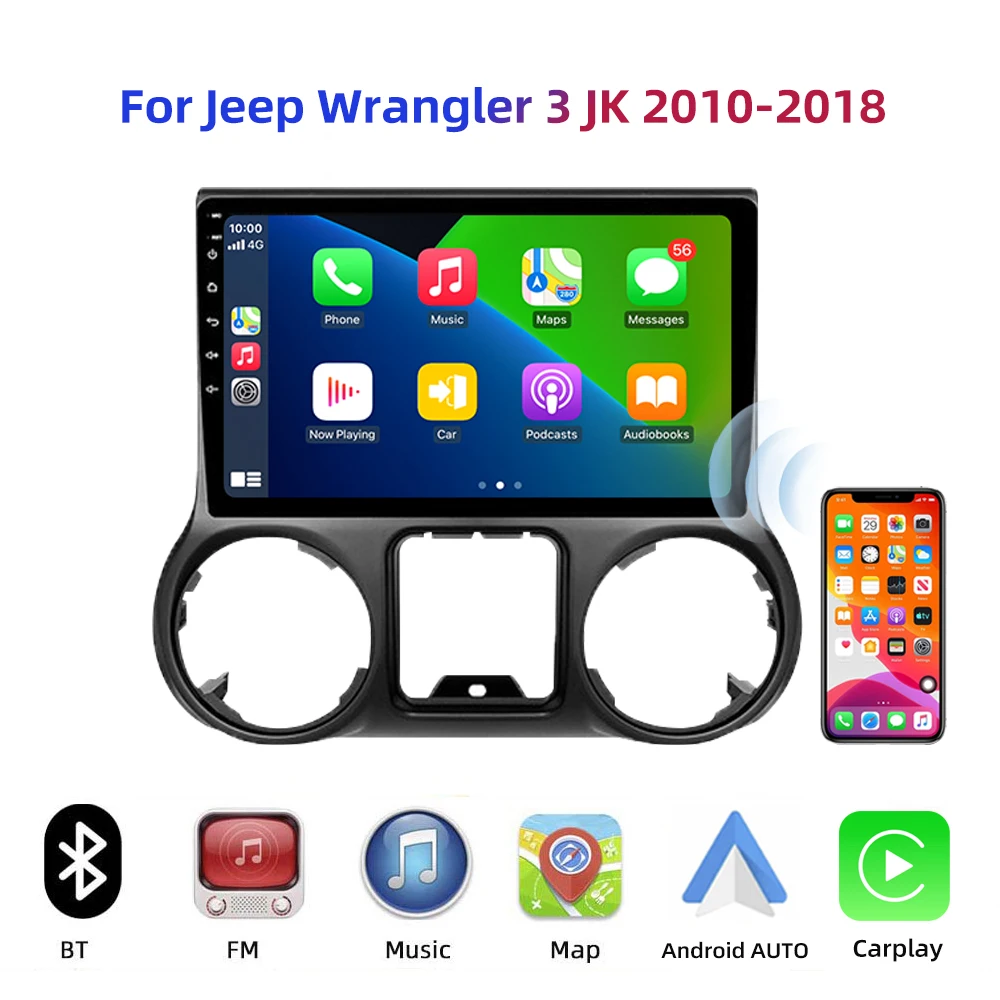 Android 10.0 Car Radio Player Gps Navigation For Jeep Wrangler 3 Jk