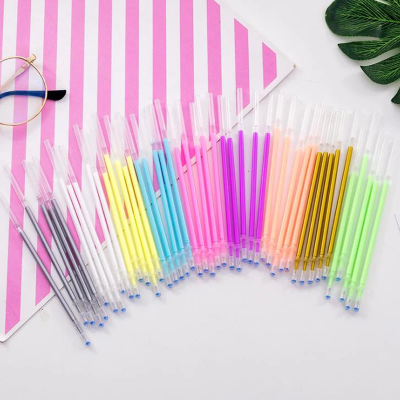 

10 Pcs/set Kawaii 9 Colors Rainbow Flash Gel Pen Refills Highlighter Refill Leads Shinning Painting Pen Refills Stationery