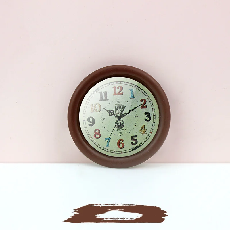Brown B Новинка 1:12 Кукольный домик Миниатюрный 14 цветов настенные мини-часы игрушечная мебель матч для blyth BJD коллекционная кукла подарок - Цвет: Brown B