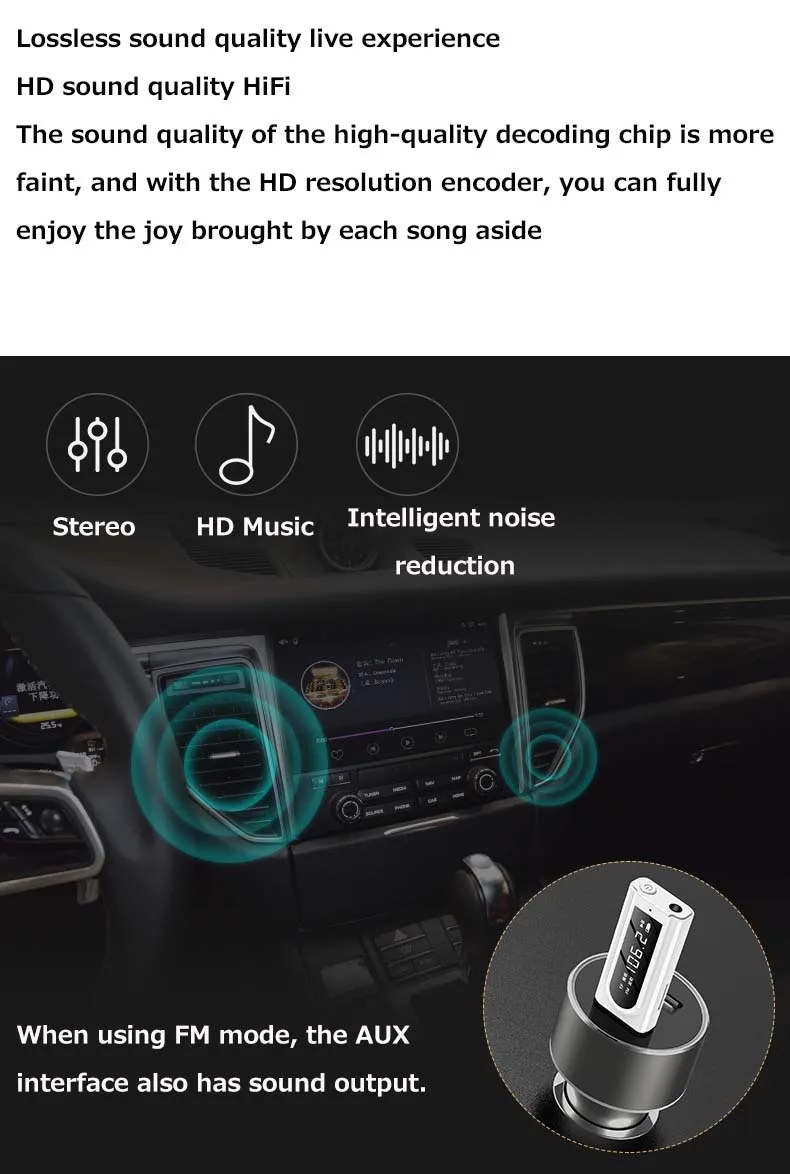 JINSERTA Bluetooth 5,0 приемник автомобильный mp3 плееры стерео Музыка FM передатчик AUX адаптер для наушников колонки громкой связи комплект