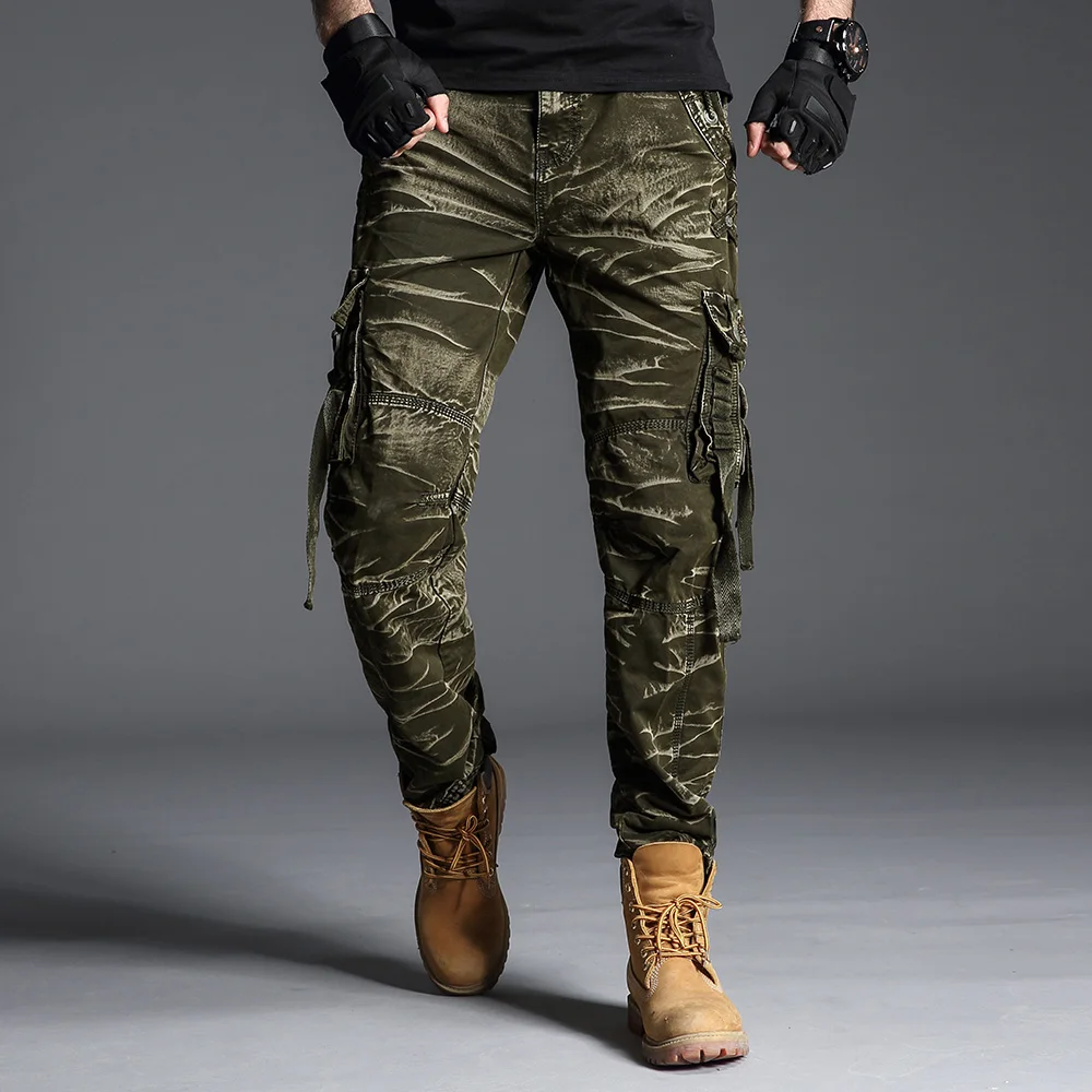 Plus Size Men Outdoor Camo Hunting Long Trousers Bionic Camouflage Cotton Pants 