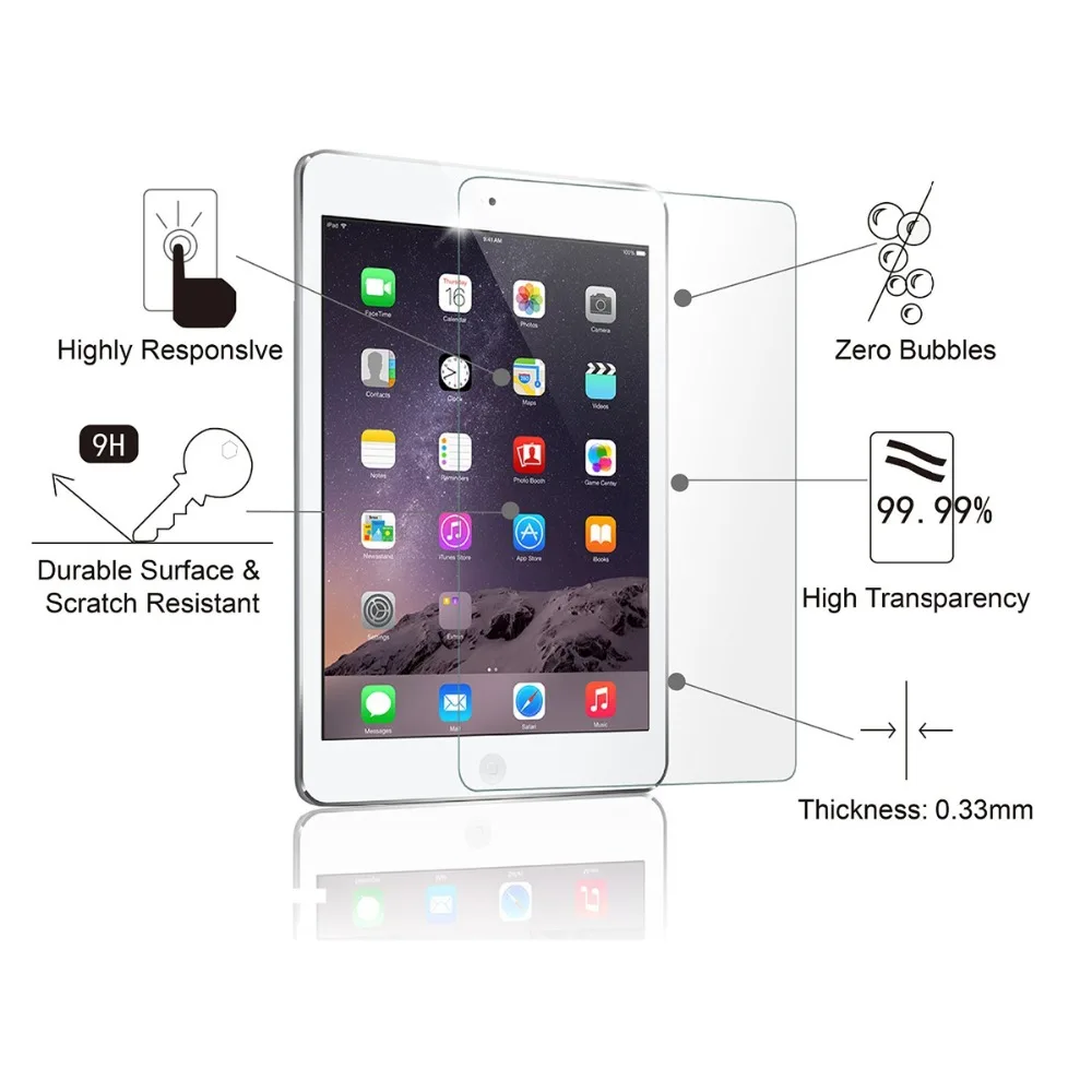 Супер матовое закаленное стекло протектор для iPad 2/3/4, с уровнем твердости 9H твердость, не отпечаткам пальцев, защита глаз, защита от ударов, антибликовое покрытие, не будут проходить воздушные пузырьки
