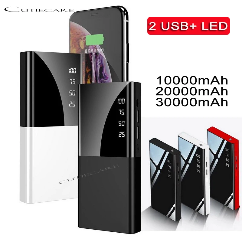 

2 USB LED Portable Charger External Battery Pack Power Bank 20000mAh For iPhone Phone Xiaomi Mi PowerBank 20000 mAh Power Bank