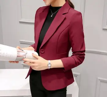 

2019 Women's Blazer, Pink Long Sleeve Blazer, Monochrome One-Piece Jacket, Slim Women's Office Jacket, Women's Top, Suit, Women'