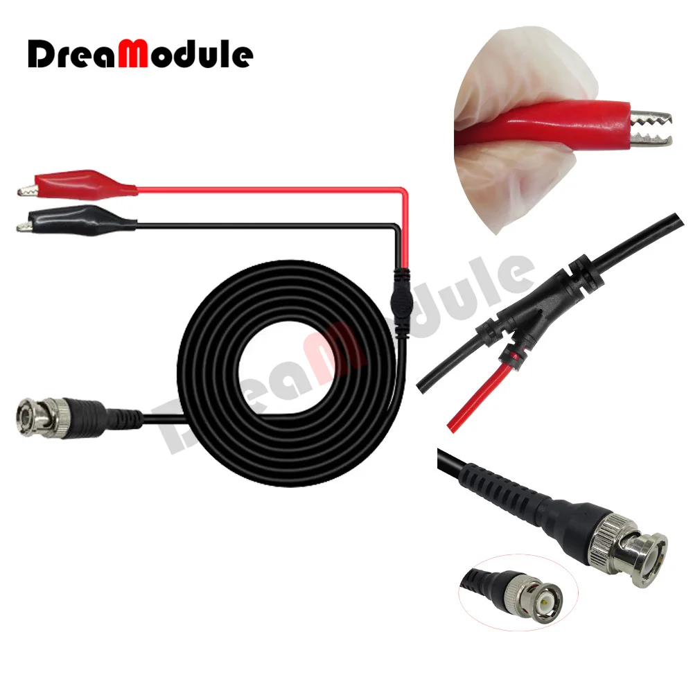 1M 5.0mm Crocodile Clips Wire BNC Male Plug to Dual Alligator Clip