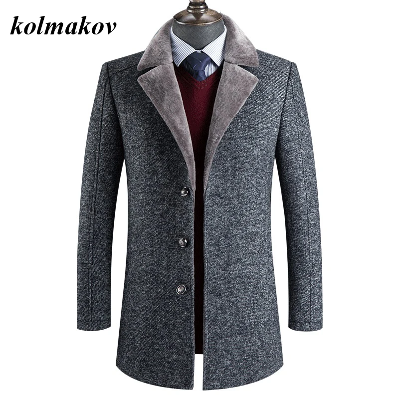 Новое поступление зимнее Стильное мужское изысканное шерстяное пальто высокое