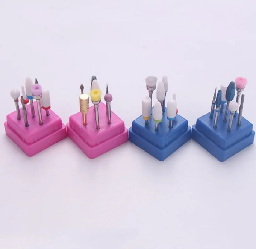 7pcs/Set Ceramic Grinding Head Polishing Tool Nail Gel Remover Nail Trimmer Electric Drill Bits Set Manicure Accessories