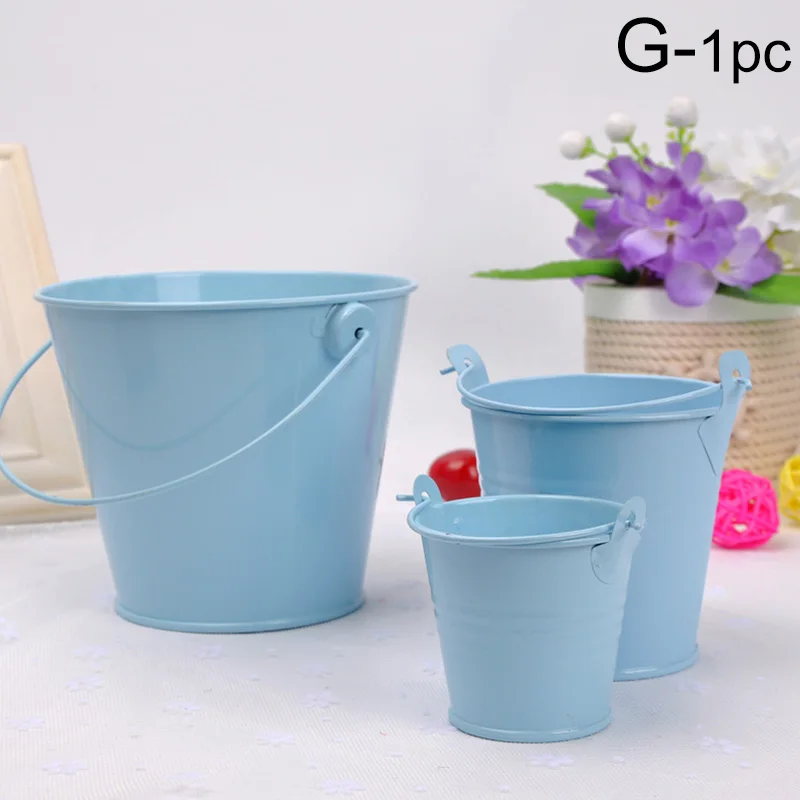 1pcMini Metal Bucket Tin Candy Gift Box Buckets Wedding Party Souvenirs Gift Pails Tinplate Chocolate Dragee Box Candy Bar Decor cheap plant pots