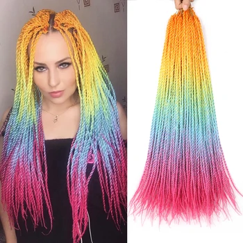 

Mtmei Hair Ombre Senegalese Twist Hair Crochet braids 22 inch 20 Roots/pack Synthetic Braiding Hair Extensions Crochet Braids
