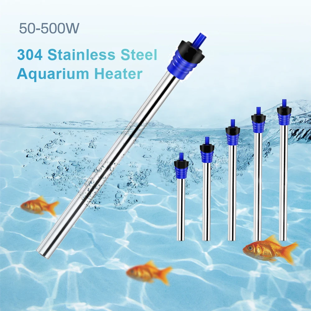 50W/100W/200W/300W/500W Submersible Aquarium Heater Fish Tank Stainless Steel Temperature Thermostat heating rod |