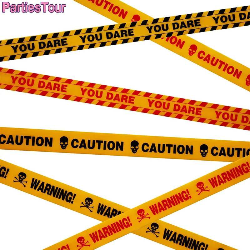 6mHalloweenCautionTapesOrangeYellowHalloweenWarningSafetyTape