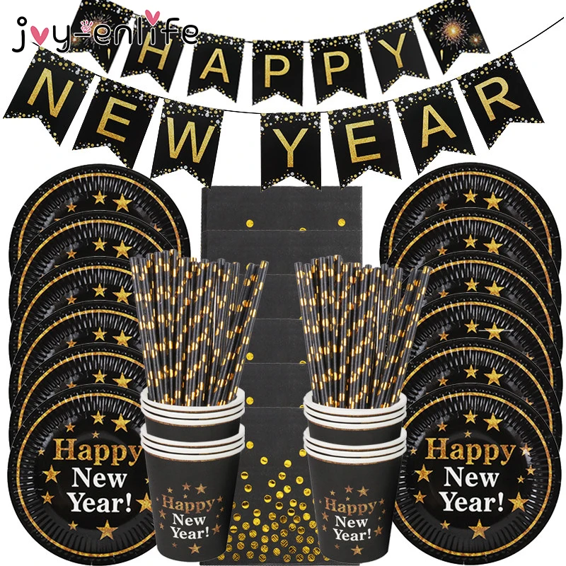

69pcs Merry Christmas New Year Eve Party Disposable Tableware Set Decor Kids Adult New Year Navidad 2021 Christmas Decoration