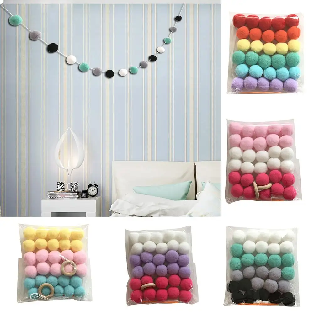 

Wool Felt Balls Nordic Style Colorful Pom Ball Kids Room Wall Hanging Garland Birthday Party Nursery Decor Hanging Ornamentï¼