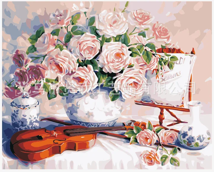 

Manufacturers Direct Selling Pure Hand-Painted Digital Oil Painting DIY Flower Style a Generation of Fat Linen Frameless Paintin