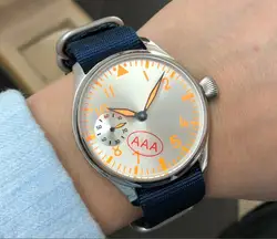Сапфировое стекло 44 мм GEERVO серебристый циферблат оранжевые цифры оранжевый r светящиеся азиатские 6497 механические мужские часы gr341-g8