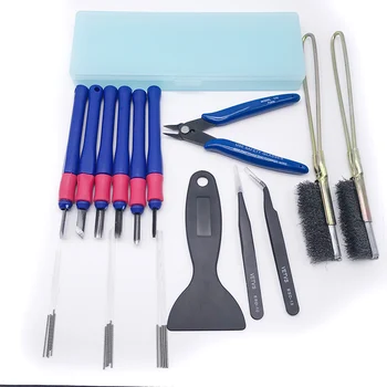 

New Hot Nozzle Cleaning Kit 0.2-0.4mm Needles Pliers Tweezers Straight Brush Set for 3D Printer