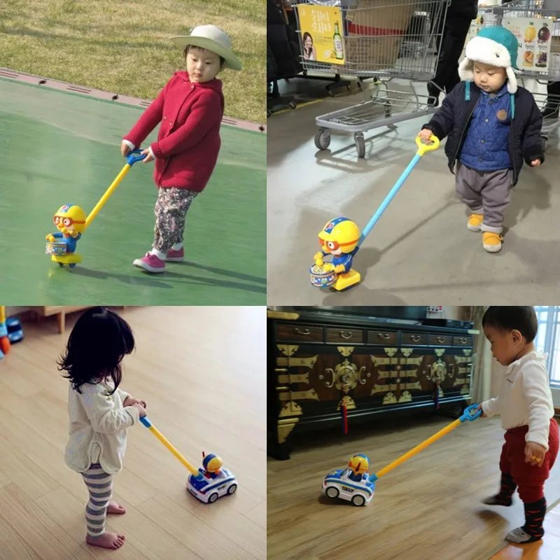 

Children Unisex South Korea Police Car Unisex Music Baby Single Pole Hand Push Baby Walker Music Unisex