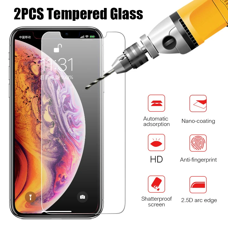 2 шт. закаленное стекло для iPhone XS Max XR X 5c 5 se 4 s жесткая Защита экрана защитная