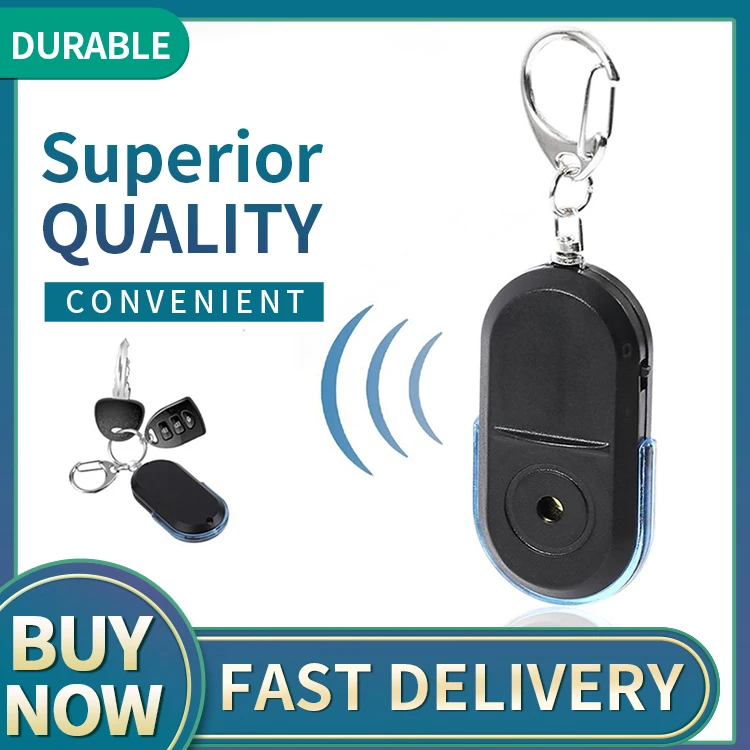 Anti-Perdida buscador de llaves con alarma llavero con localizador suena el silbato con luz LED Mini Antipérdida buscador Sensor