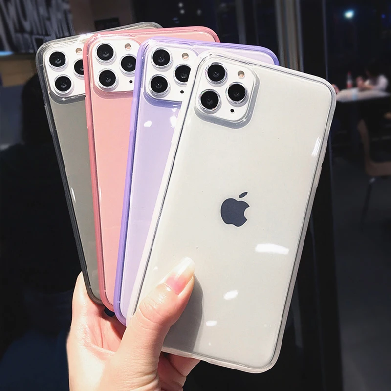 Прозрачный ударопрочный чехол LOVECOM для iPhone 12 Mini 11 Pro Max XR X XS 7 8 Plus Мягкий