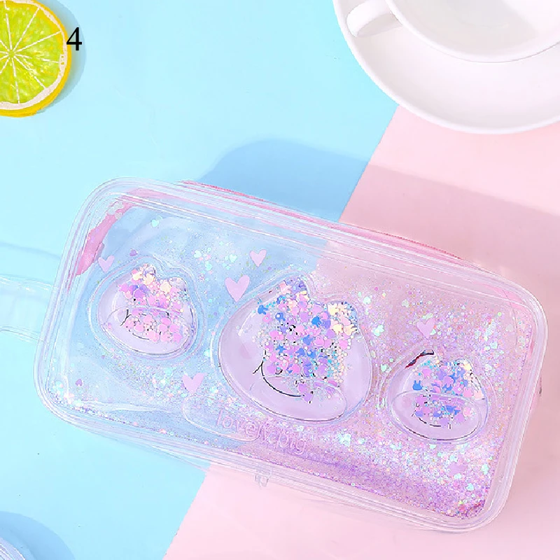 Kawaii Universe Cherry Blossom вместительная сумка для карандашей, прозрачная косметичка с блестками, ручка для девочек, школьные принадлежности
