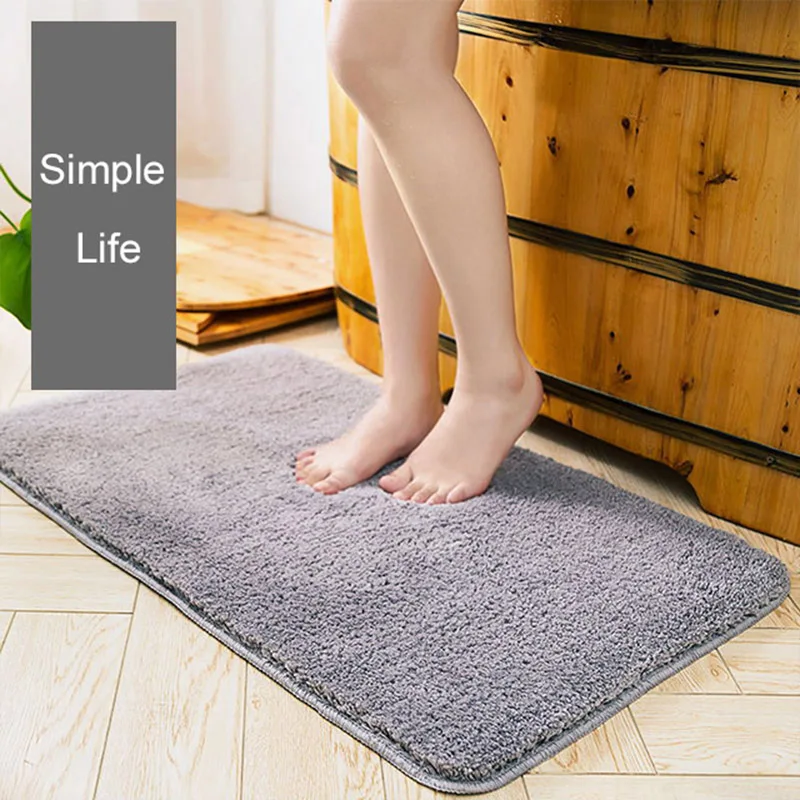 Bathroom Carpet Non-Slip Water Absorption Rectangle Rug Home Bedroom Living Room Floor Mats Rug Solid Color Carpet