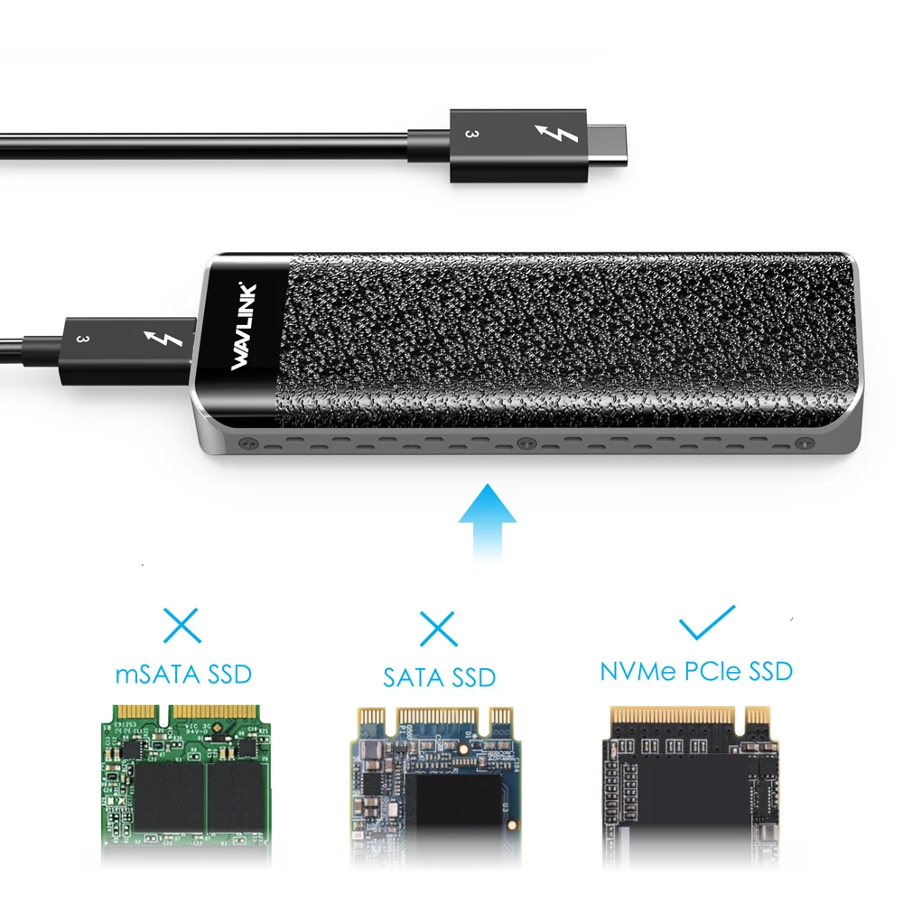 Wavlink USB C Thunderbolt 3 NVME внешний SSD корпус алюминиевый type-C NVMe разъем отличное рассеивание Intel Сертифицированный