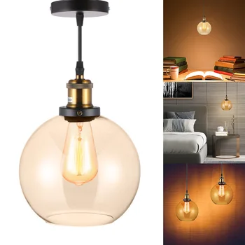 

Vintage Industrial Style Clear Glass Lampshade Ceiling Light Bedroom Living Room Lighting Fixture Home Restaurant Cafe Pendant