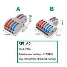  50Pcs SPL-42/62 Mini Fast Wire Connector Universal Wiring Cable Connector Push-in Conductor Terminal Block DIY YOU 