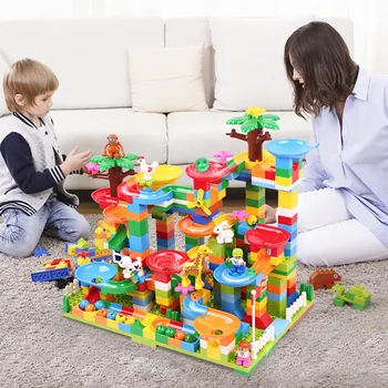 

373pcs Marble Race Run Building Blocks Sets Funnel Slide Bricks Compatible Duploed DIY Blocks Educational Toys For Children Gift