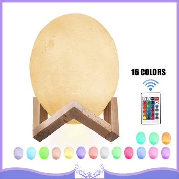 

New Remote Control 3D Printed USB Dinosaur Egg Shaped Nigh Light LED 16 Color Changed Rechargeable Lamp Kids Gift