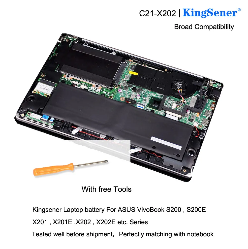 Аккумулятор KingSener для ноутбука ASUS VivoBook S200 S200E X201 X201E X202 X202E Φ 5136 мАч|laptop battery|battery for