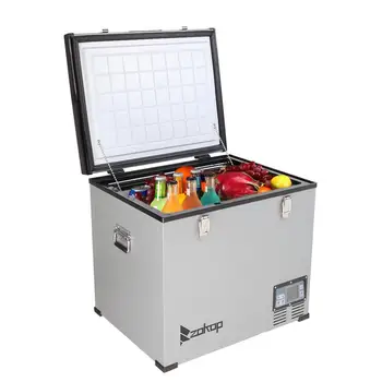 

ZOKOP American Standard BCD60 DC12V / 24V AC100-120V 60L / 64Quart / 2.1CU.FT Compressor Key Display Car Refrigerator Cold Rolle