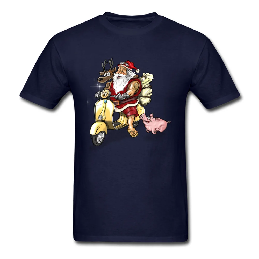 Summer Santa Discount Funny Tops Shirt Crewneck Summer Fall 100% Cotton Short Sleeve T Shirts for Men Casual Tee-Shirt Summer Santa navy