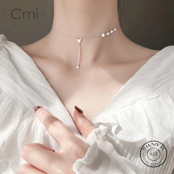 

CMiLL Personalized Multi Star Necklace Dainty 925 Sterling Silver Short Chain Necklace For Women Collares